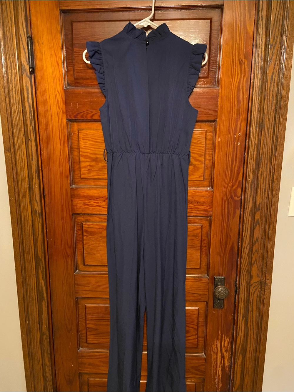 Navy Ruffle Sleeve Jumpsuit